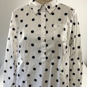 Lane Bryant White & Black Polka Dot Top Size 14/16